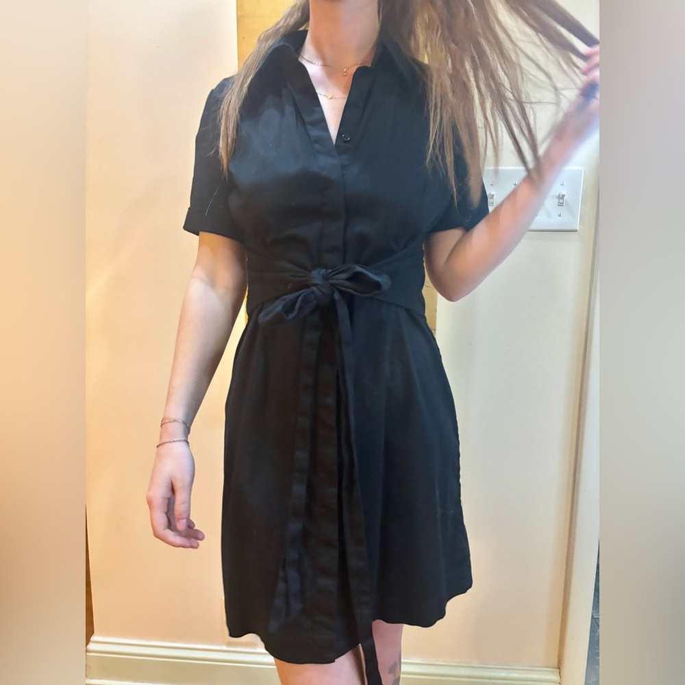 Cotton black button up dress